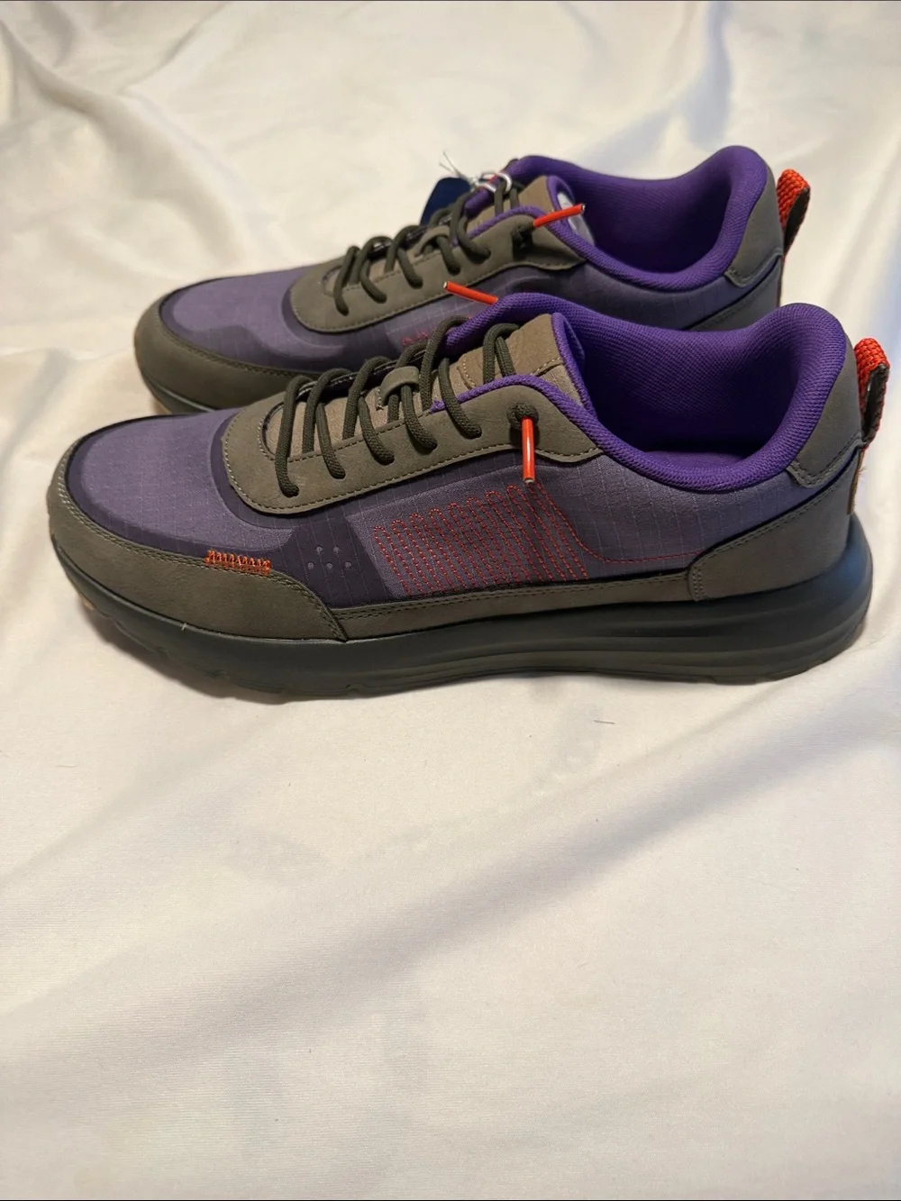 Hey Dude Men's Sirocco Alta Hype Purple & Gray Sneakers with Orange Accents